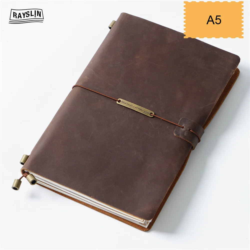 Explore Your Creativity with the 7-Color Genuine Leather Travel Journal - Handmade A5 Notebook with Free Embossing!