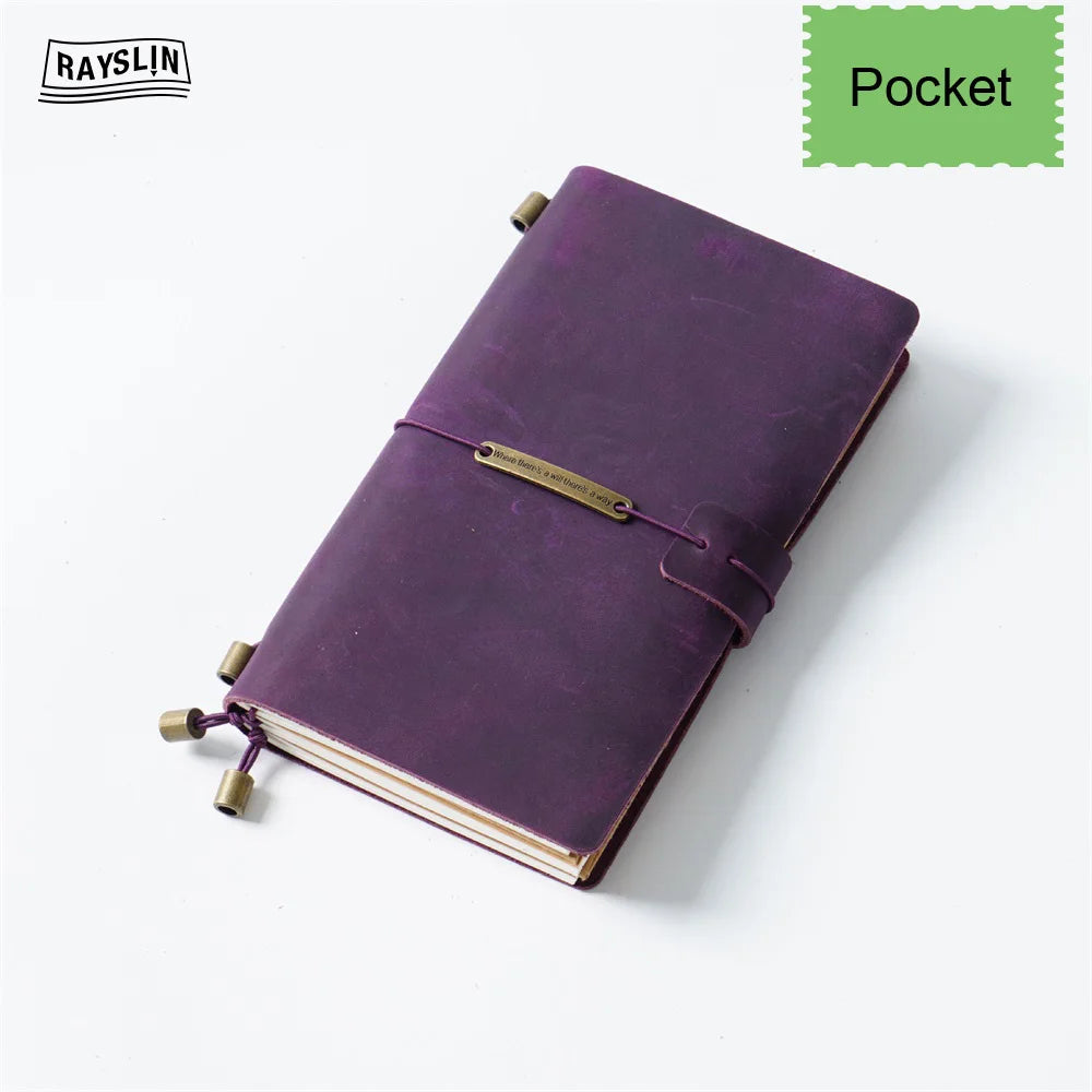 Explore Your Creativity with the 7-Color Genuine Leather Travel Journal - Handmade A5 Notebook with Free Embossing!