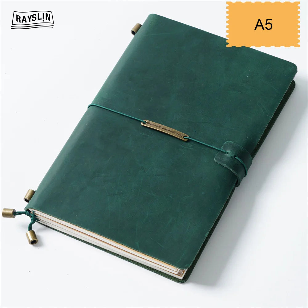 Explore Your Creativity with the 7-Color Genuine Leather Travel Journal - Handmade A5 Notebook with Free Embossing!