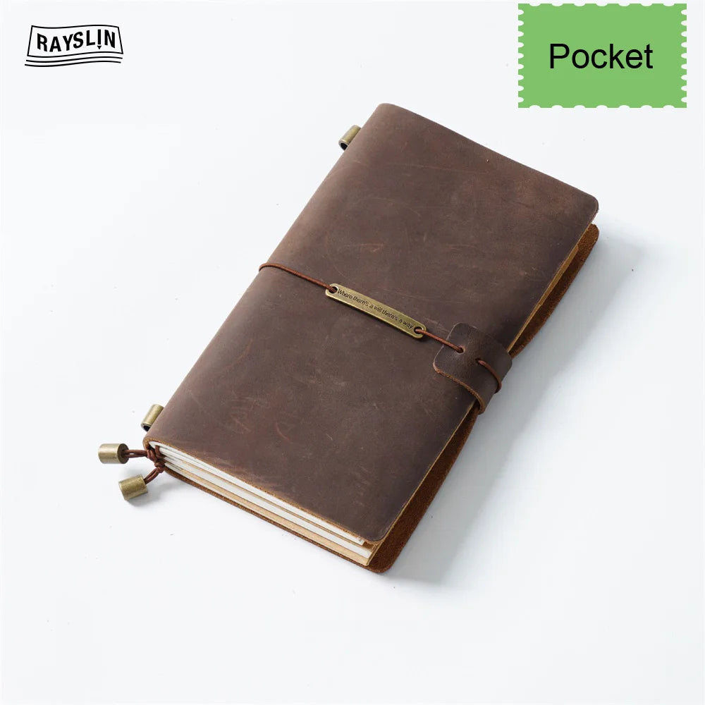 Explore Your Creativity with the 7-Color Genuine Leather Travel Journal - Handmade A5 Notebook with Free Embossing!