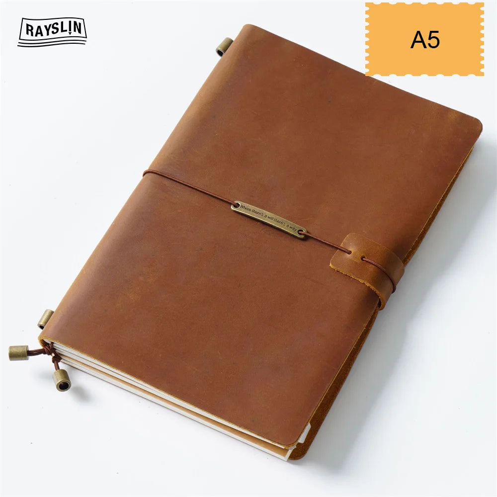 Explore Your Creativity with the 7-Color Genuine Leather Travel Journal - Handmade A5 Notebook with Free Embossing!
