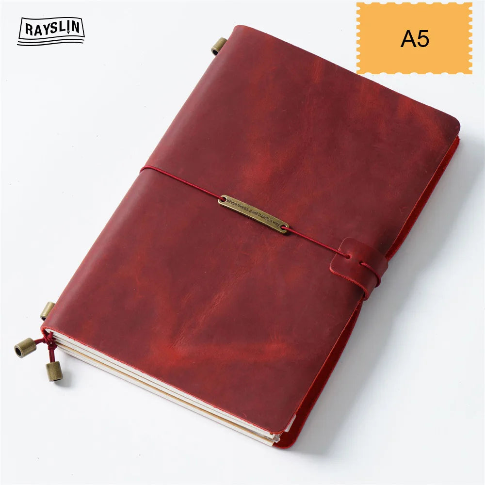 Explore Your Creativity with the 7-Color Genuine Leather Travel Journal - Handmade A5 Notebook with Free Embossing!