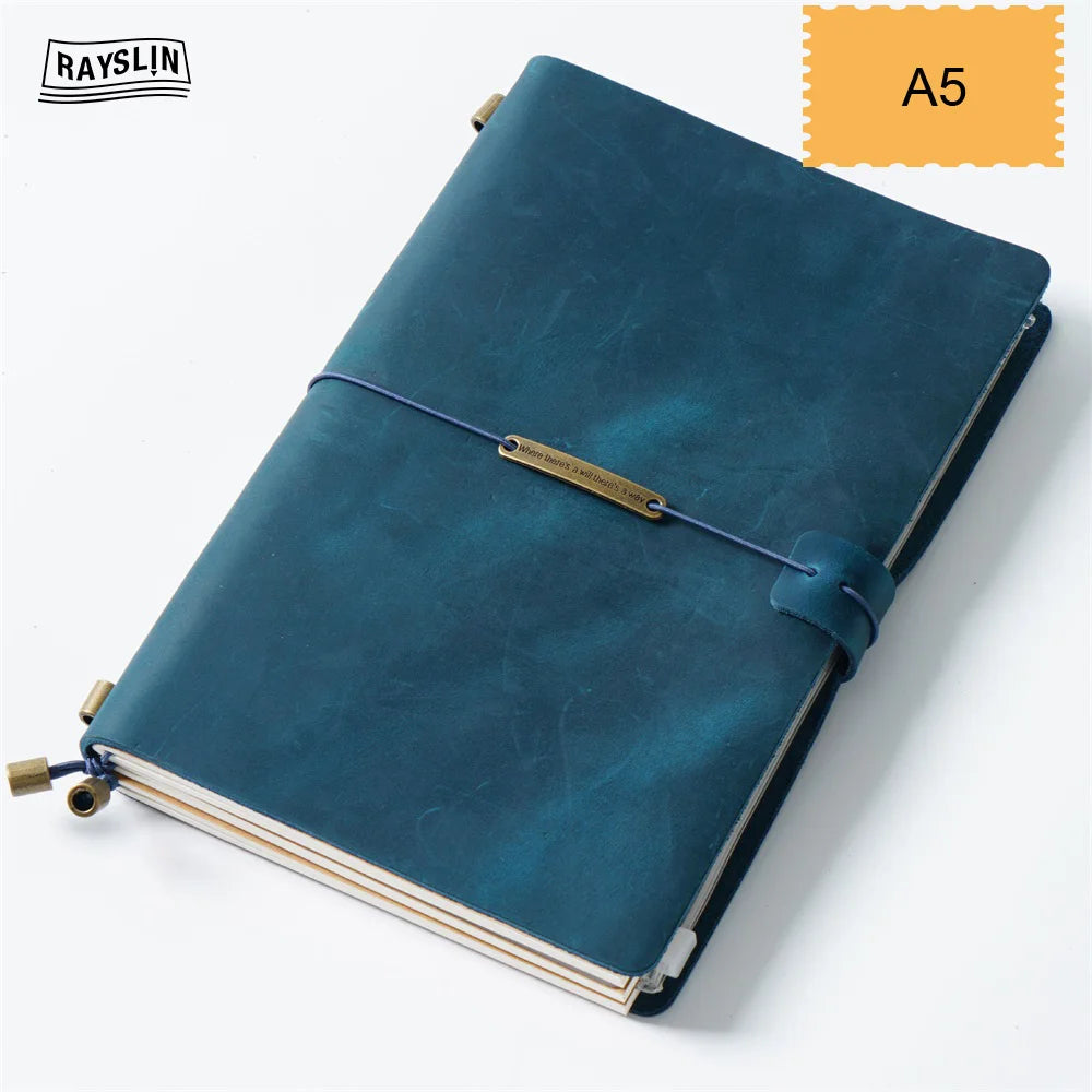 Explore Your Creativity with the 7-Color Genuine Leather Travel Journal - Handmade A5 Notebook with Free Embossing!