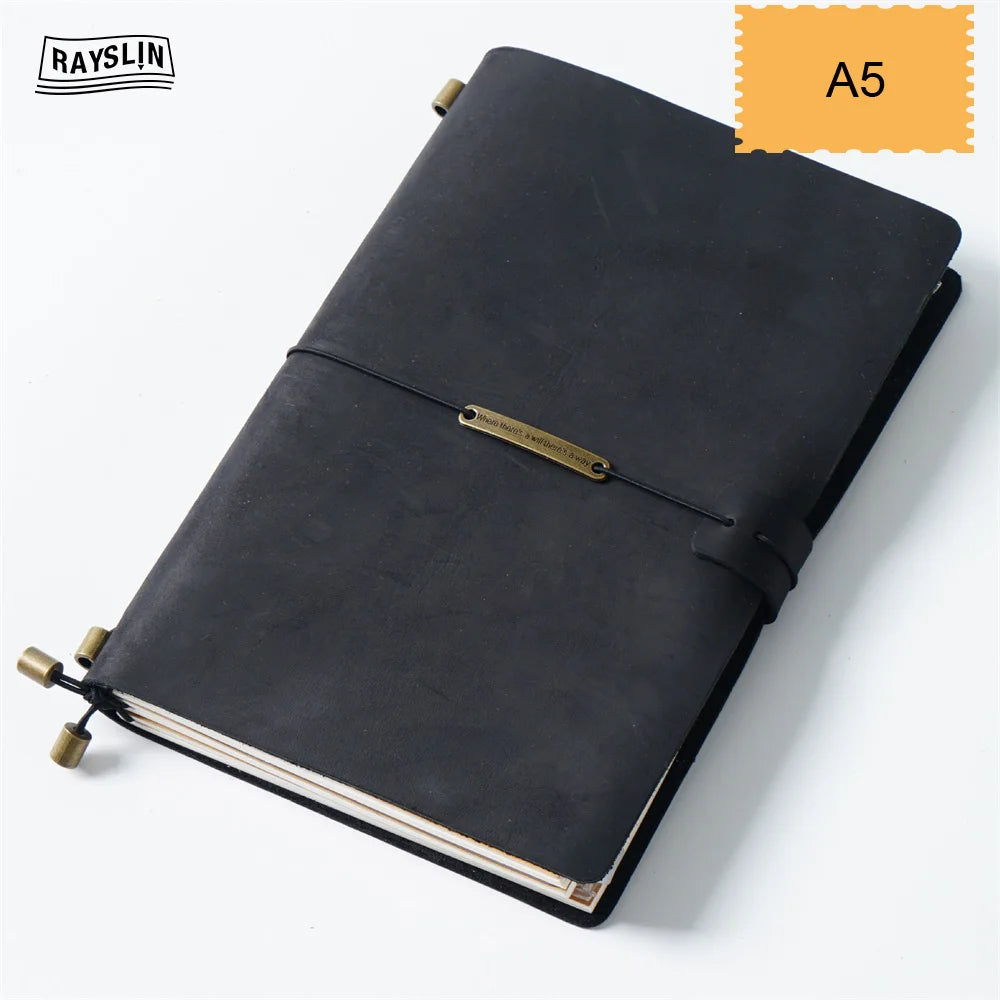 Explore Your Creativity with the 7-Color Genuine Leather Travel Journal - Handmade A5 Notebook with Free Embossing!