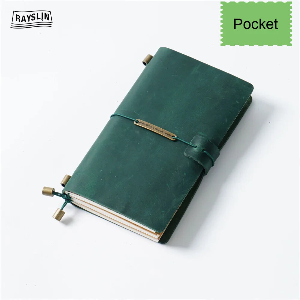 Explore Your Creativity with the 7-Color Genuine Leather Travel Journal - Handmade A5 Notebook with Free Embossing!