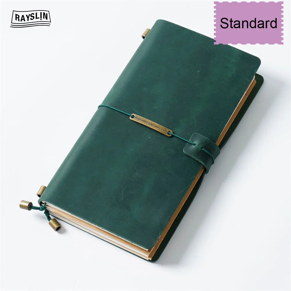 Explore Your Creativity with the 7-Color Genuine Leather Travel Journal - Handmade A5 Notebook with Free Embossing!